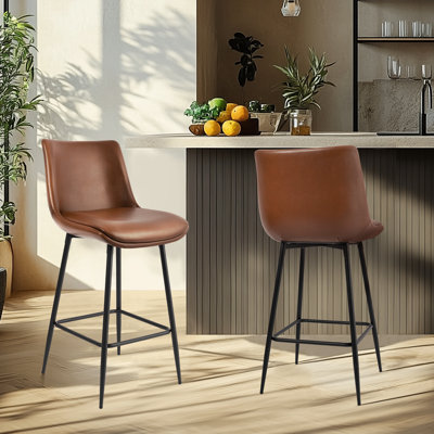 PU Leather Upholstered Counter & Bar Stool with Metal Legs