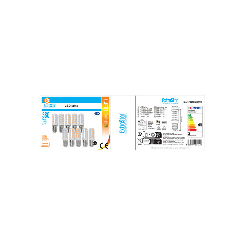 Pack of 10 E14 LED Bulbs