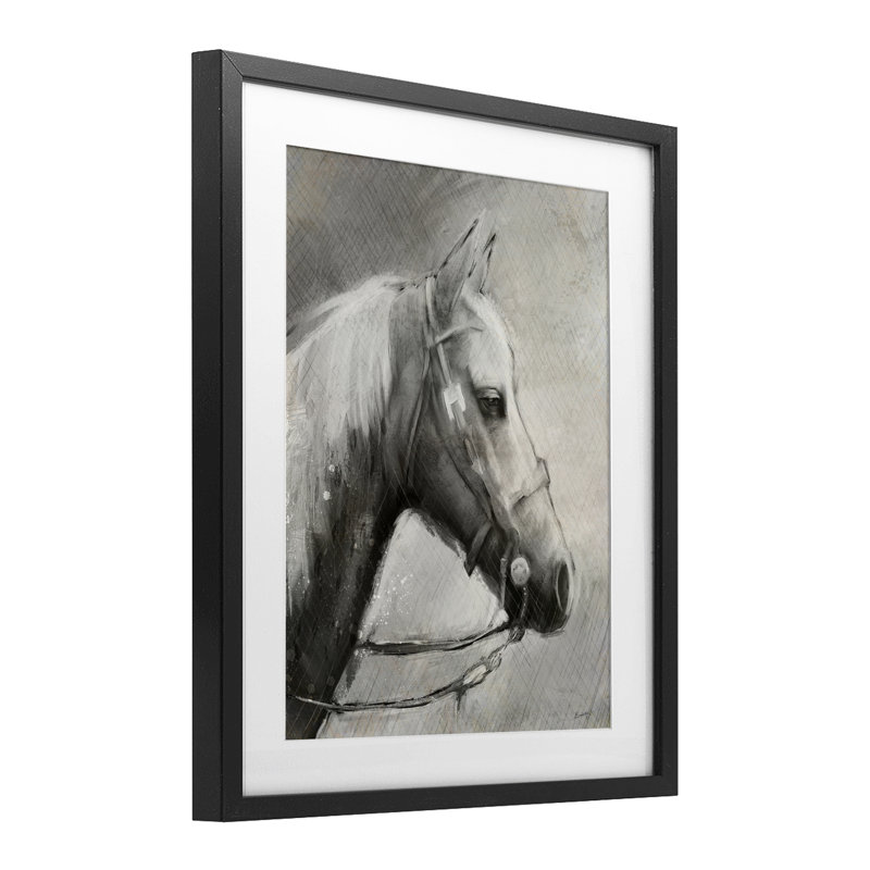 «Modern Ranch Horse», reproduction encadrée sous verre, par Chad Barrett, H 21 po x l 17 po, Cadre noir minuit sous verre