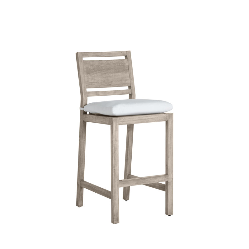 Tabouret de bar extérieur en teck Avondale, Sans bourrure + bourre standard, Intermix écorce, Teck huître