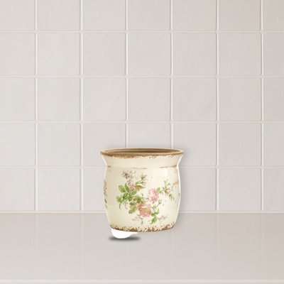 Tuscan Ceramic Floral Print Planter