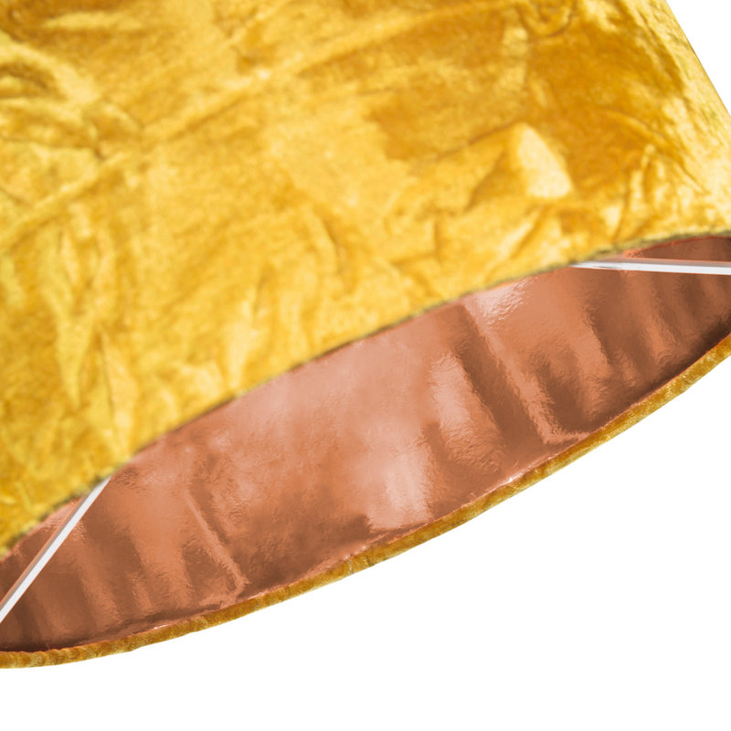 Modern Crushed Velvet Lamp Shade with Shiny Paper Inner, 22cm H x 35cm W x 35cm D, Ochre