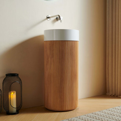 Élégant lavabo vasque rond à surface solide sans trous de robinet