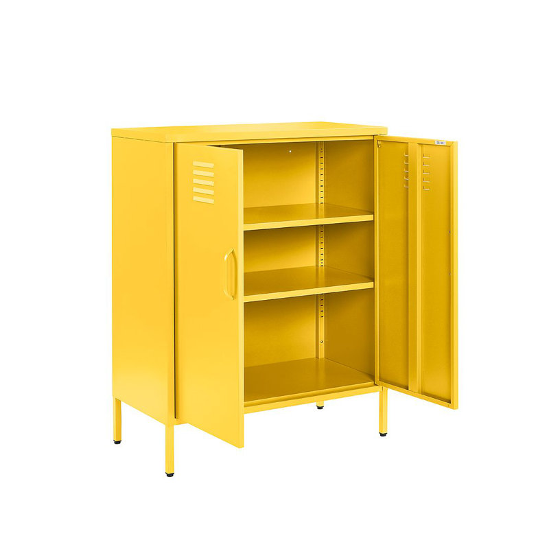 Nanticoke Metal Sideboard 2 Door Retro Industrial Chest Drinks Cabinet, Yellow
