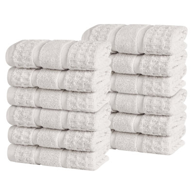Camiren Zero Twist Cotton Solid Waffle Honeycomb Plush Soft Absorbent Medium Weight Face Towel Washcloth