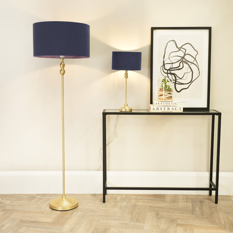 Reselva 151cm Traditional Floor Lamp, Navy Blue, Gold