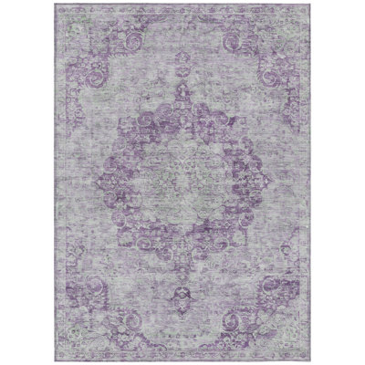 Arienne Purple Washable Indoor-Outdoor Rug - LOOMLAN
