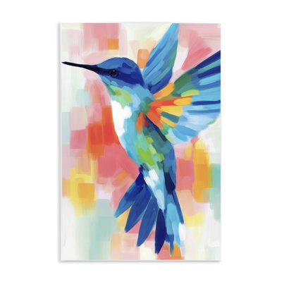 Plaque murale colibri bleu en vol, design par Chromatique Tempête Studio