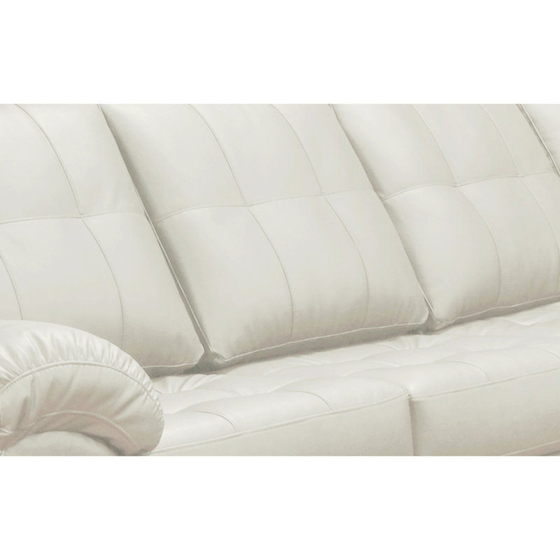 Canapé modulaire faisant face à la droite avec repose-pieds de 124 po de large Yarber, Cuir véritable blanc ivoire