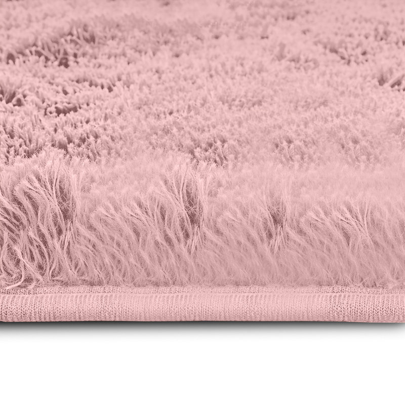 Soft Fluffy Living Room Large Area Rug, Pink, Rectangle 60 x 110 cm