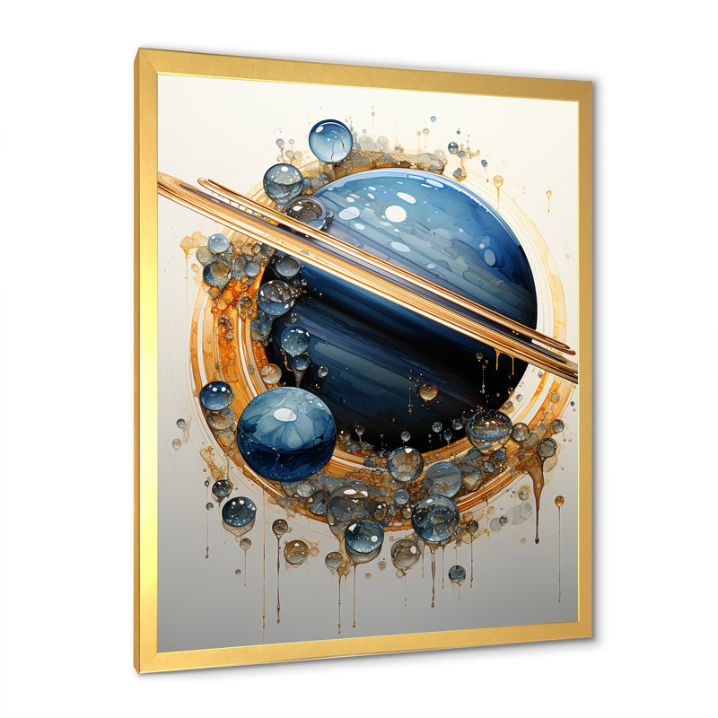 Sapphire Saturn Cosmic Wonder sur impression sur toile, Encadrement doré, H 40 po x l 30 po x P 1,5 po