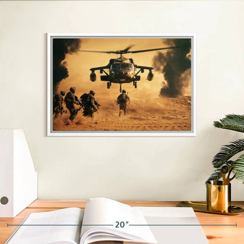 Bataille héliportée, Cadre flottant blanc, 13 po x 9 po