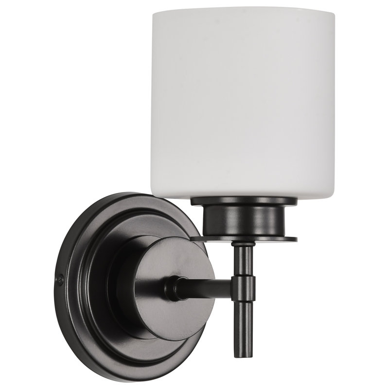 Meuble-lavabo 1 lumière Grissel - bronze industriel avec verre blanc satiné Grissel