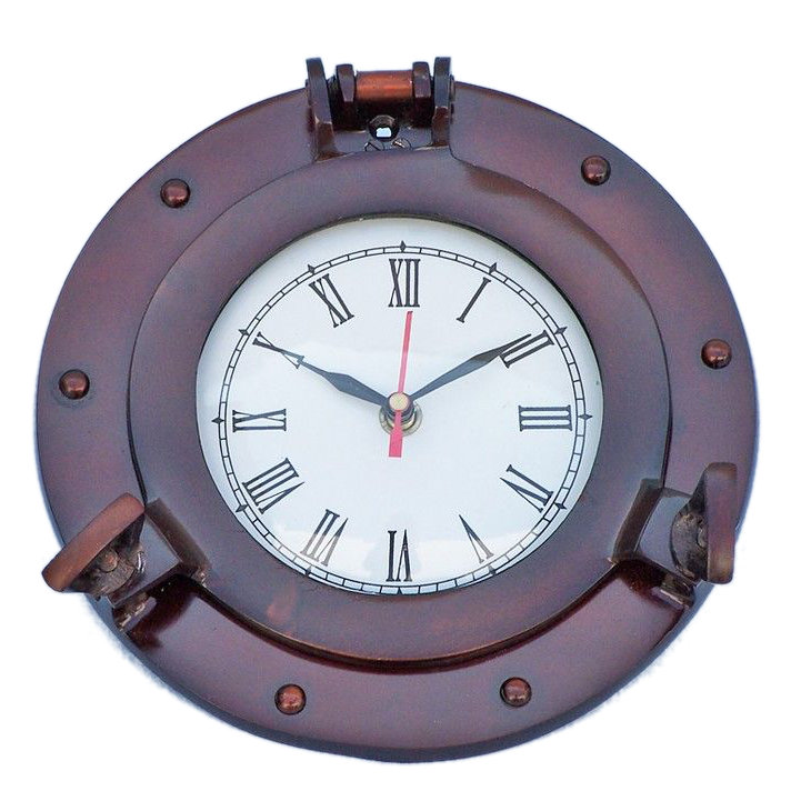 Horloge murale hublot 6 ", Cuivre antique