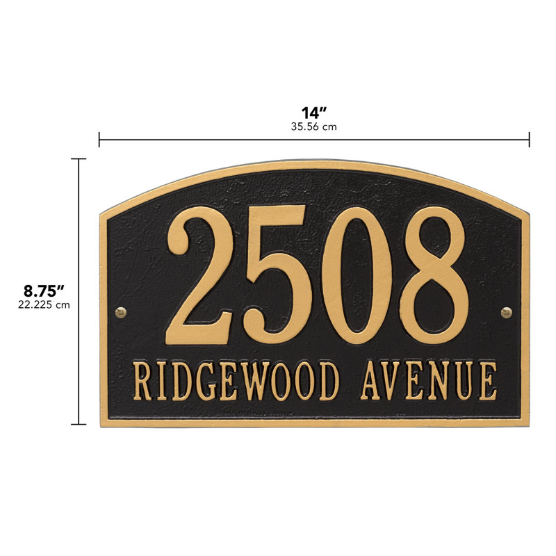 Legacy 2-Line Wall Address Plaque, Black / Gold, Yes
