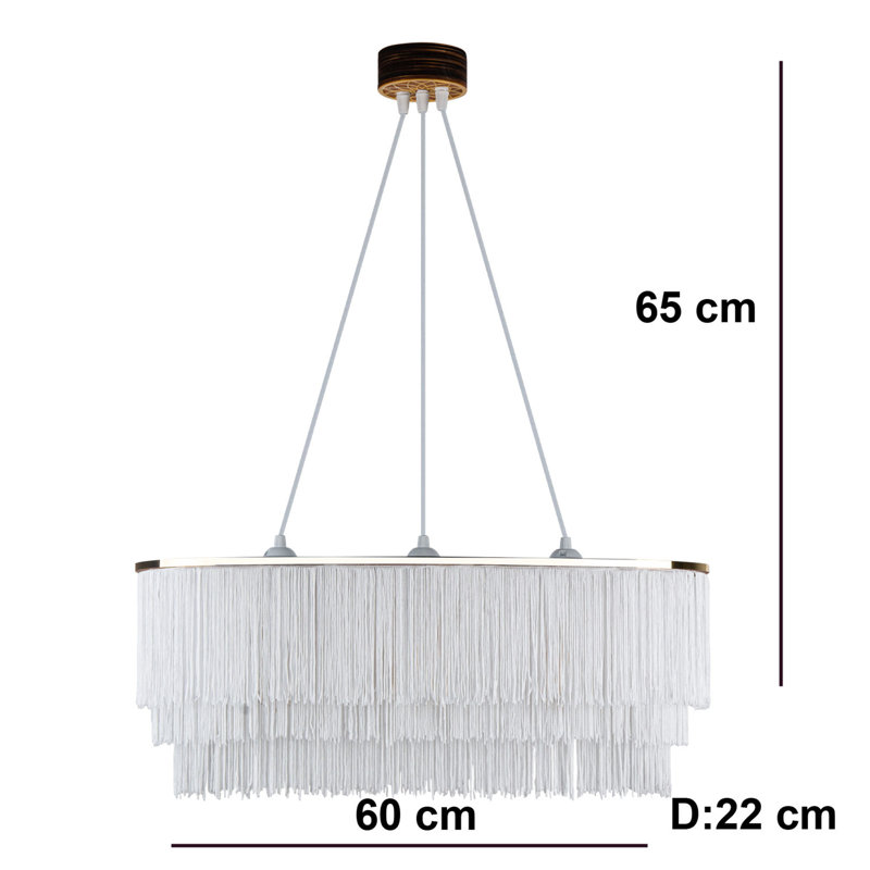 Lustre spectaculaire à 3 lumières Glasmann, Blanc, Or