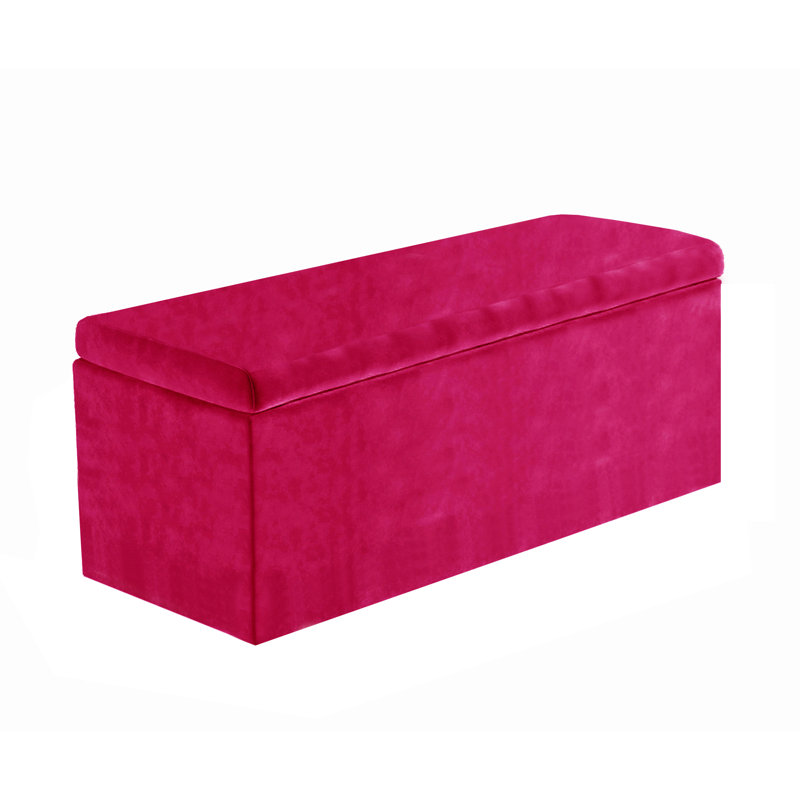 Safar Large Plush Velvet Ottoman Storage Box with Plain Lid Multi Functional Upholstered Blanket Box, Claret Red Plush Velvet