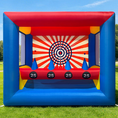 Inflatable Archery Target Game with Floating Ball Shooting, Portable Setup with 2 Longbows, 6 Arrows, 8 Balls & Blower for Outdoor Sports, Commercial Events & Carnival Games