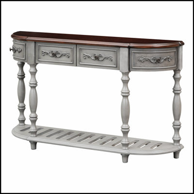 52'' Modern and Contemporary Curved Console Table with 4 Drawers and 1 Shelf for Hallway and Living Room