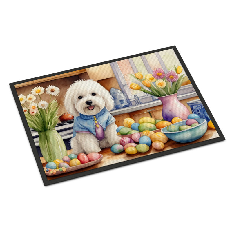 Decorating Easter Coton de Tulear Doormat, 24" W x 36" L