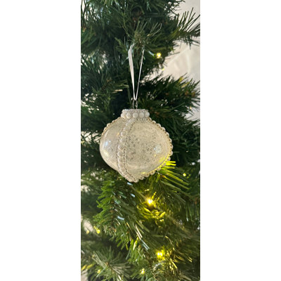 Stunning Snowy White Glam Ornament embellished with Beautful Pearls and Diamonds!