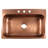 Angelico Copper 33" Single Bowl Drop-In Kitchen Sink with 3 Holes