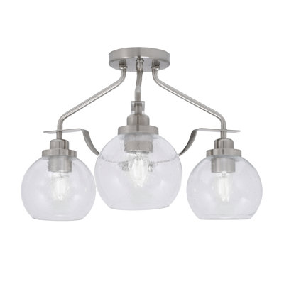 Odyssey 3 Light Semi-Flush Shown In Brushed Nickel Finish With 5.75" Glass