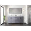 Meuble-lavabo double gris foncé de 72 po X P 22 po D, dessus en marbre de Carrare et ensemble de robinet-117978675