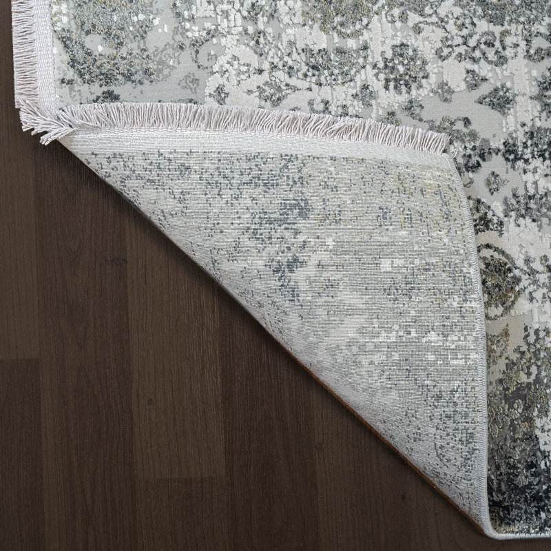 Tapis ivoire/gris Kaelyn, Rectangle 5 pi 3 po x 7 pi 7 po