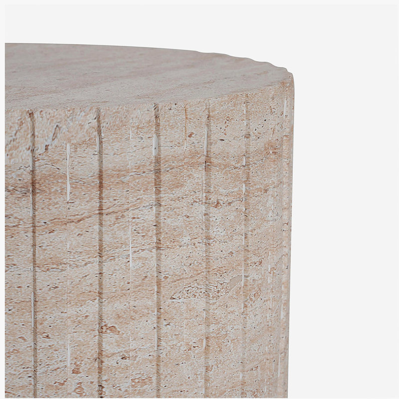 Outdoor/Indoor Lightweight Concrete Side Table,Travertine Finish