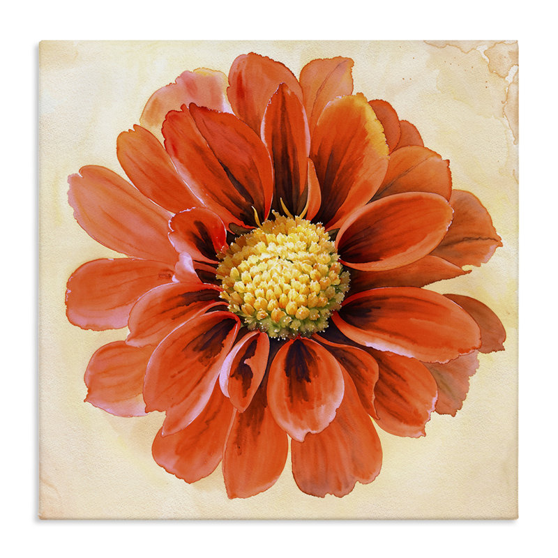 «Orange Dahlia Bloom» par Christine Zalewski, H 36 po x l 36 po