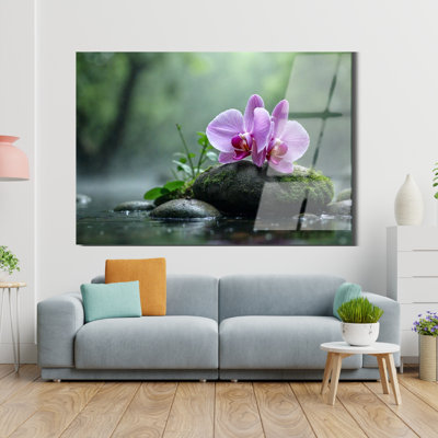 Orchidée en verre trempé, art mural