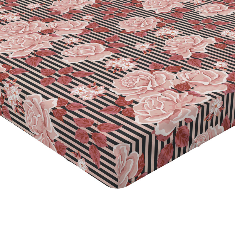 Drap-housse Ambesonne, Rose pâle, cannelle, rosé / floral, Drap-housse de taille double