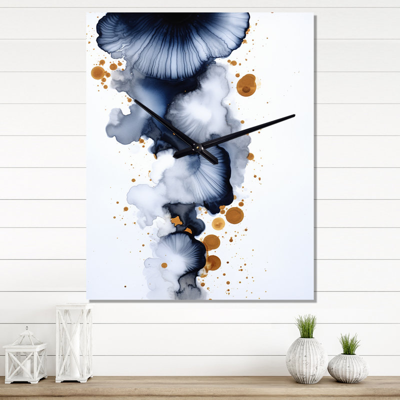 Sunnhild - Peinture abstraite horloge murale surdimensionnée, Moyen