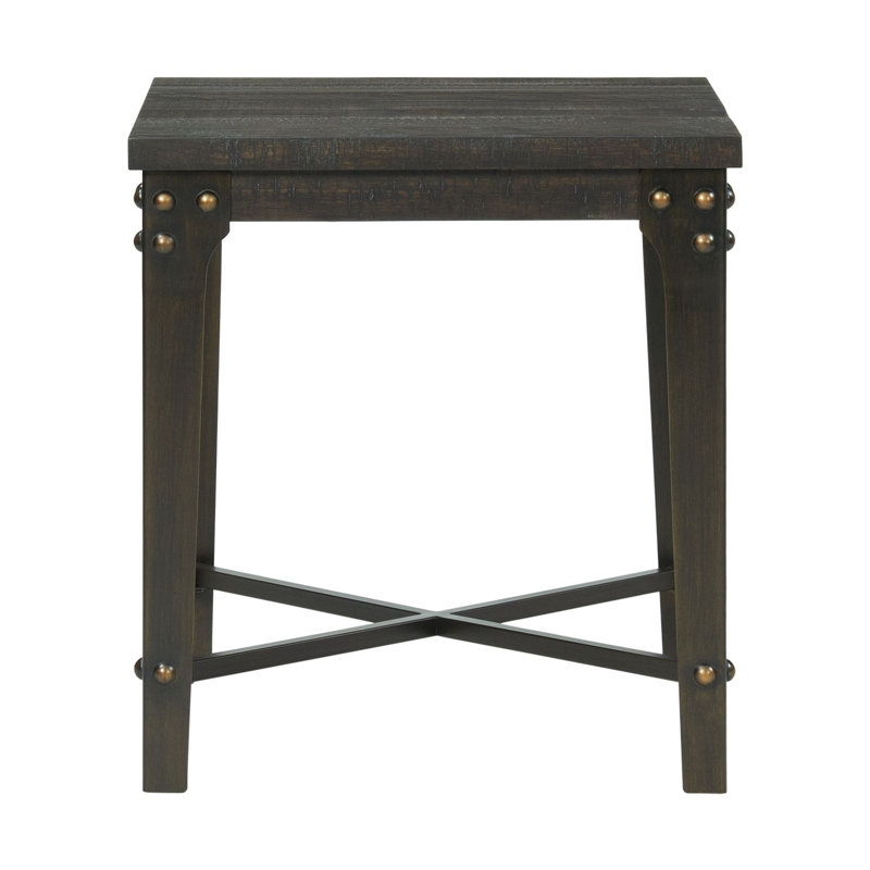 Cera Dark Walnut Square End Table with USB Ports