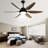 54 Inch Indoor Ceiling Fan With Dimmable Led Light ABS Blades Remote Control Reversible DC Motor For Living Room