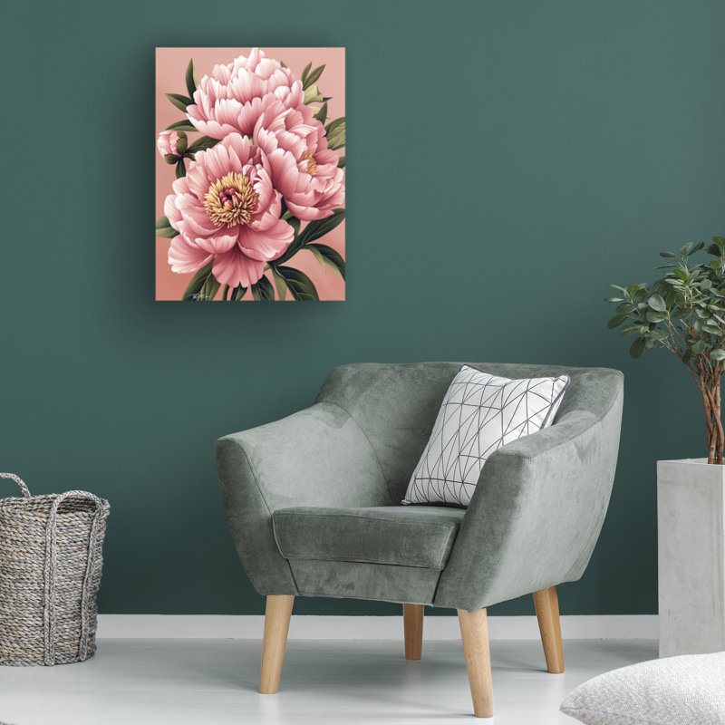Art sur toile pivoines bolognaises,, H 14 po x l 19 po