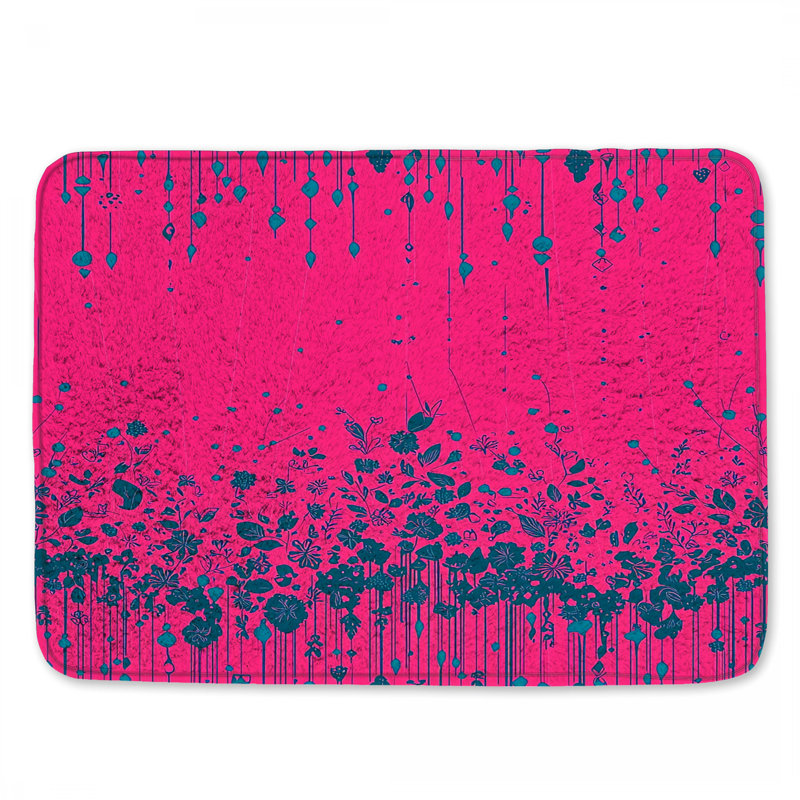 Tapis de bain floral, L 34 po x L 21 po