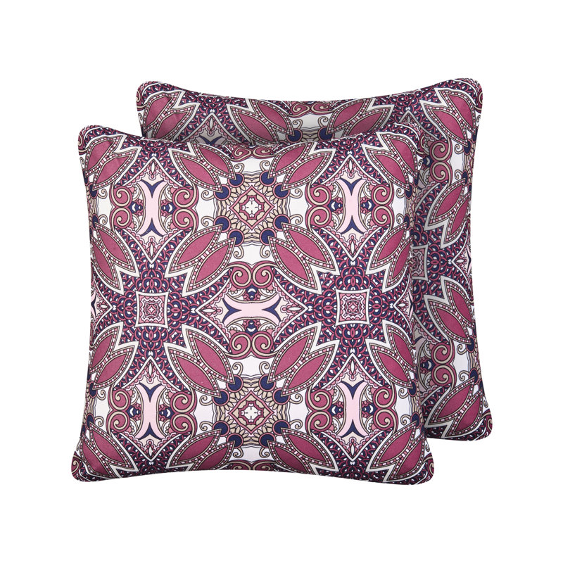 Set of 2 Outdoor Cushions MIRAGE Oriental Pattern Purple