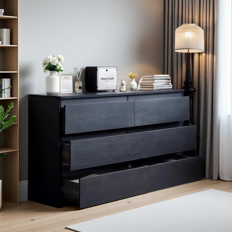 Commode 6 tiroirs Modern, Noir