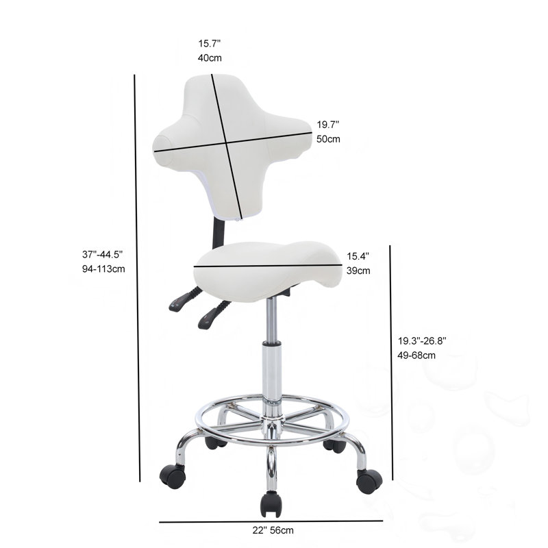 Chaise de bureau rotative à hauteur réglable, Blanc, Blanc