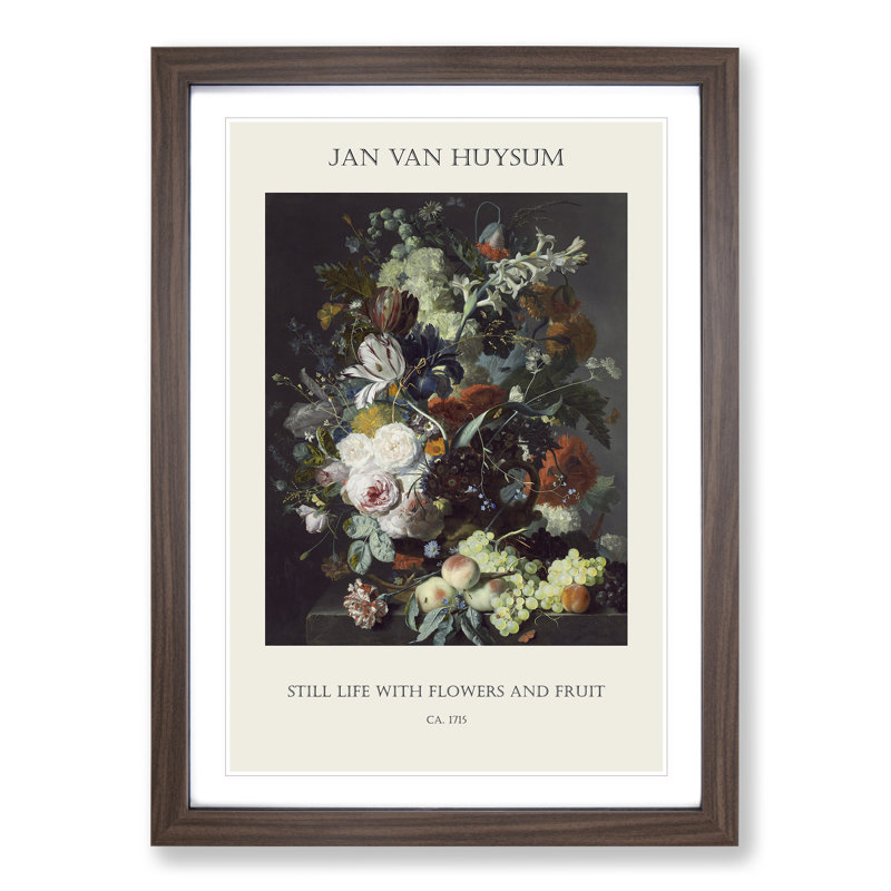 Still Life with Flowers and Fruit Vol.2 1 Piece Single Picture Frame Wall Art, 48cm H x 36cm W x 2cm D, Walnut Framed