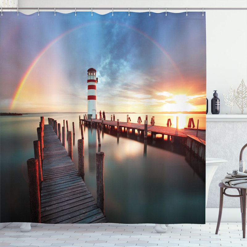 Shower Curtain with Hooks Included, 69" H x 105" W