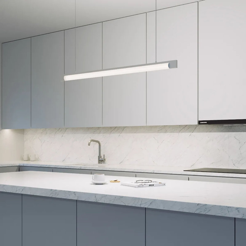 Keel 1 - Light LED Pendant, 2" H x 44" W, Satin White