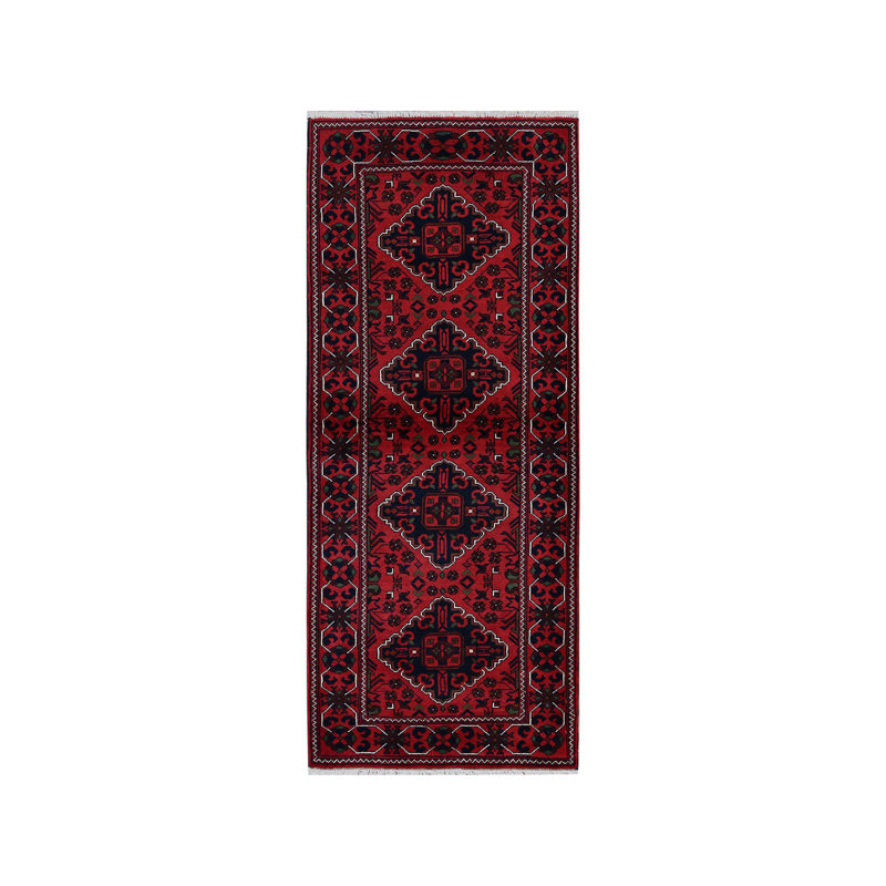 Tapis de couloir oriental rouge en laine nouée à la main 2 pi 4 po x 5 pi 8 po - MOA102698