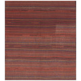 1950s Vintage Stripe Modern Flatwoven Multicolor Turkish Kilim Small Square Rug 6'0" x 6'0" Area Rug