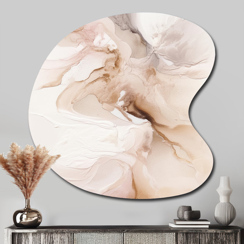 Brown Abstract Delicate Marble II - Abstract Marble Drop Shape Assymterical Metal Wall Art, 33" H x 33" W