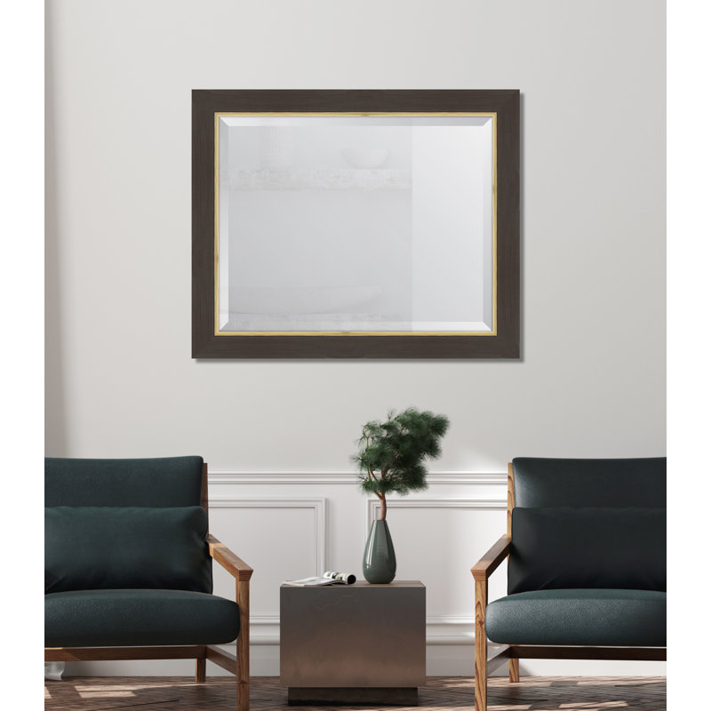 Miroir d’appoint biseauté brizzia, 25 po x 31 po, Brun/doré