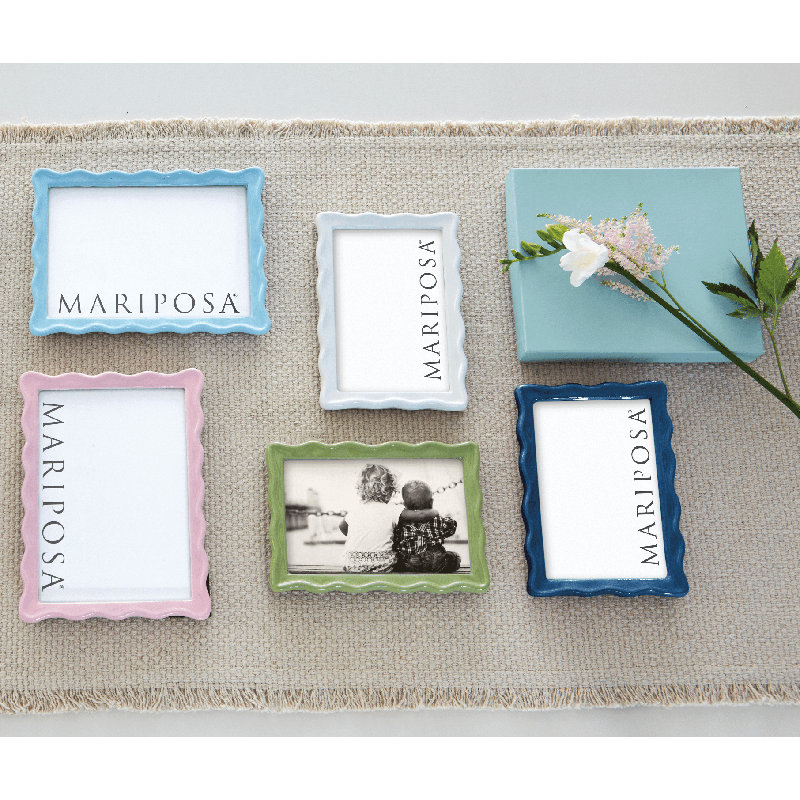 Wavy Metal Picture Frame, Blue, 4" W x 6" H