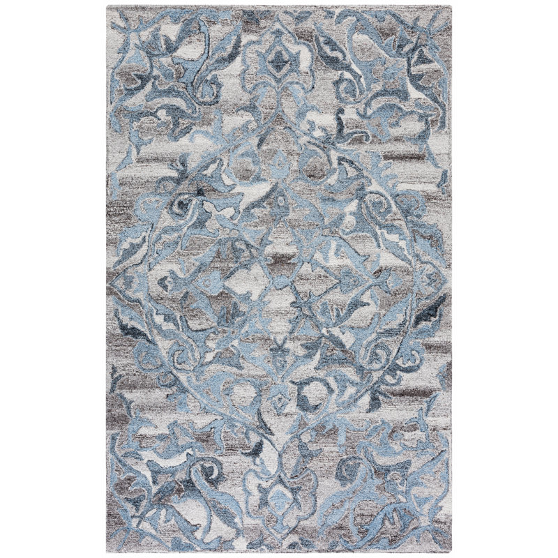 Tapis à motif floral touffeté à la main Kaitlind, Rectangle de 5 pi x 8 pi